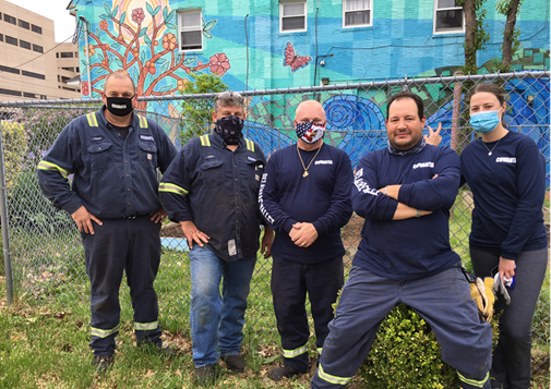 Covanta employees in garden